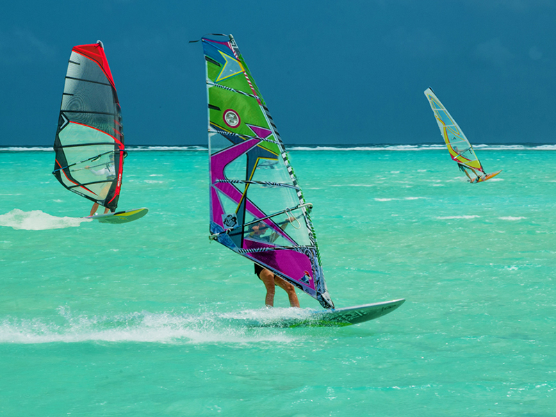 Bonaire's steady easterly trade winds create ideal conditions for windsurfing.
