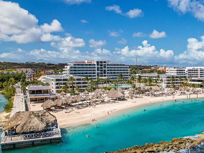 An aerial view of the Mangrove Beach Corendon beach in Curaçao.