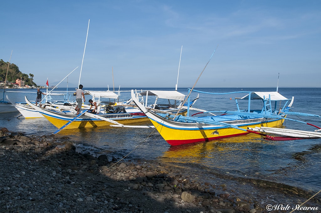 Traditional boats known as bankas are used to ferry small groups of divers to sites.