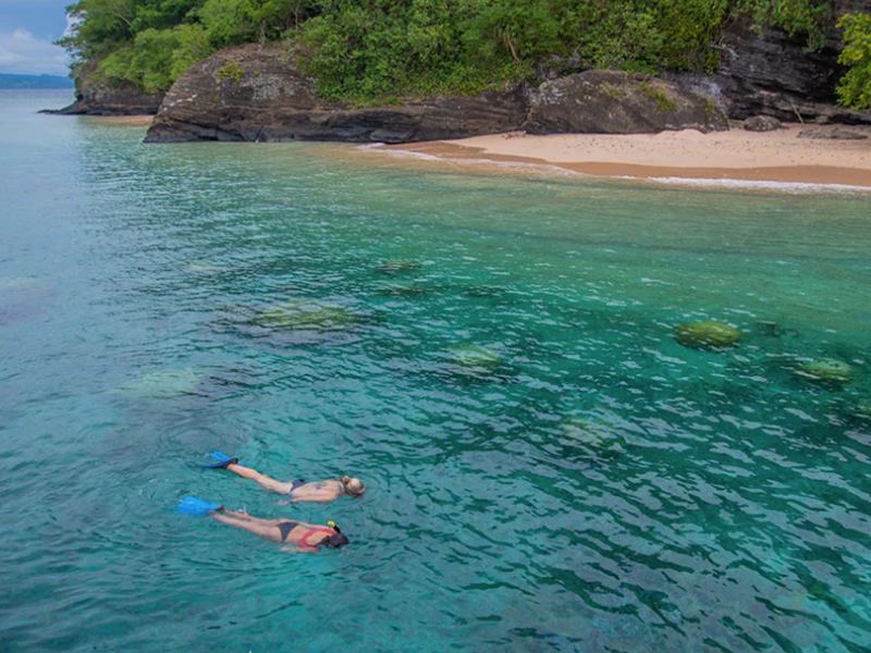 Near-shore reefs reward snorkelers with plentiful fish life.
