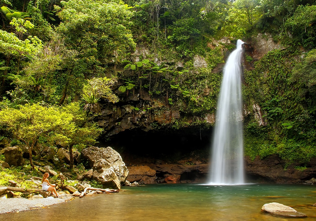 Taveuni's Bouma Falls rewards hikers with a chance to cool off in a natural freshwater pool.