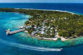 An aerial view of Tiputa Pass.