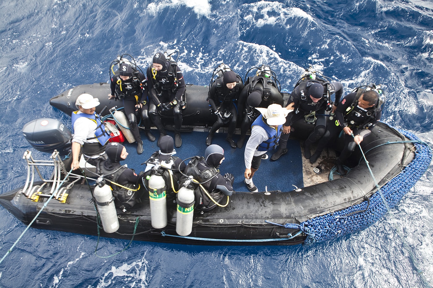 All dives from the Galapagos Sky are conducted as drifts staged from a pair of 22-foot inflatable launches.