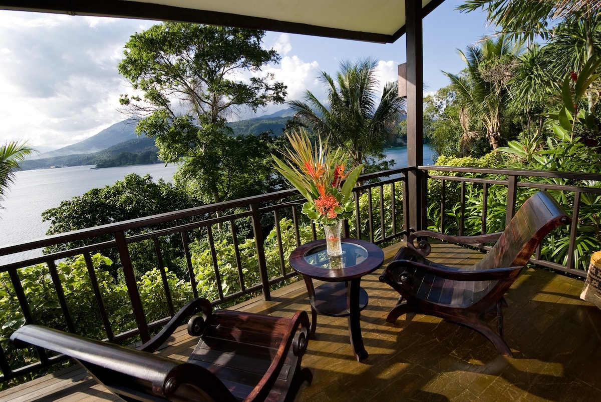 The view from the veranda of a Luxury Cottage at Lembeh Resort.