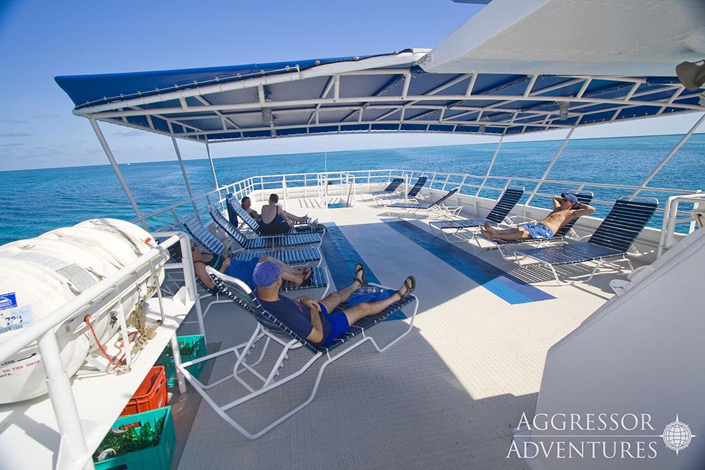 Upper decks are a favorite place to enjoy surface intervals with an ocean view.