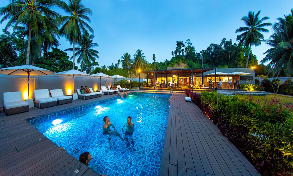 The Meridian Adventure Dive Hotel is a modern boutique property that focuses on guest comfort and ecological sustainability.