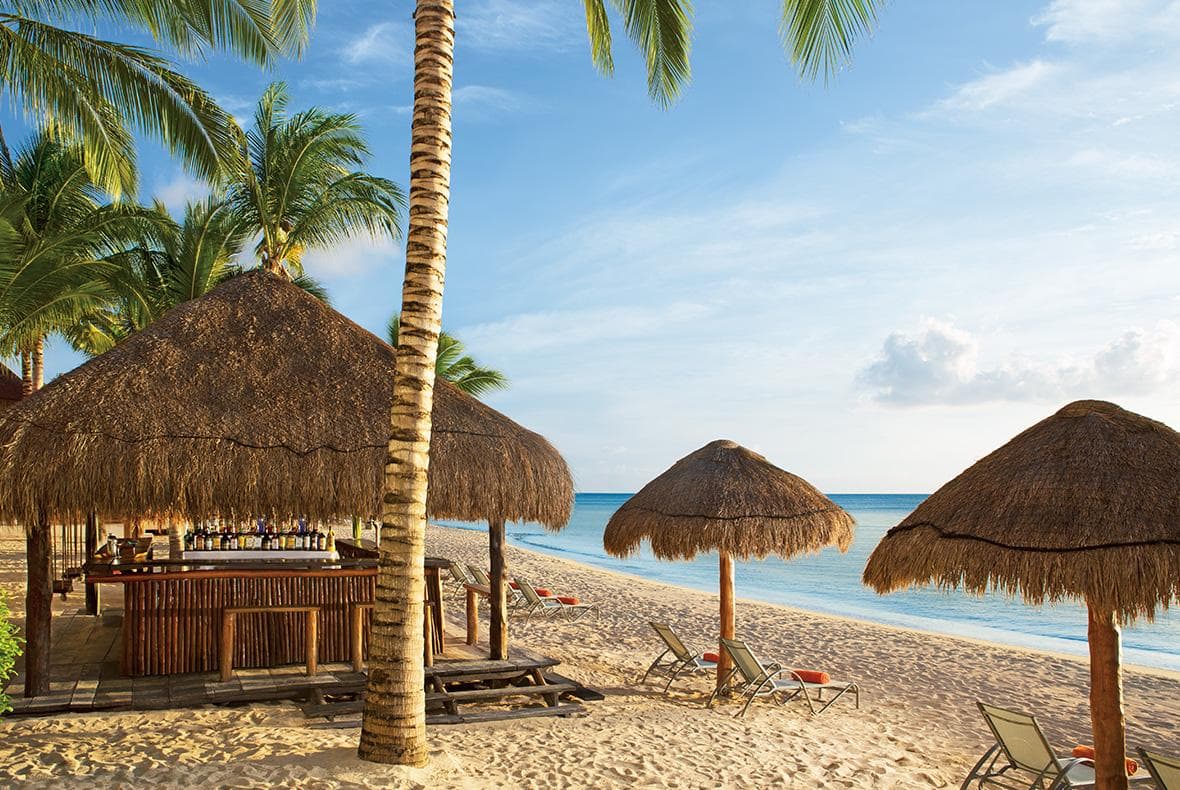 An island-style bar at Sunscape Sabor. This resort is located on one of Cozumel's best beaches