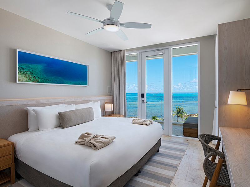 Oceanview Vista Studio bedrooms offer expansive views of the Belize Barrier Reef and the Caribbean.  