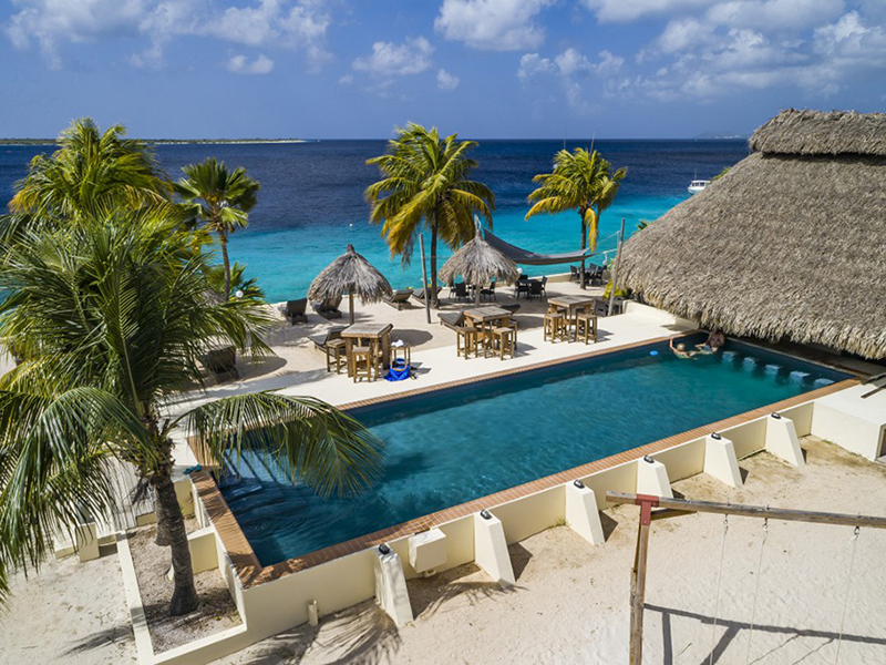 Resort amenities at Buddy Dive include an oceanfront pool with swim-up bar service.