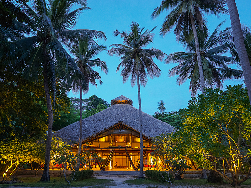 The resort center was designed to blend into the surroundings and provide  a welcoming gathering place for guests.