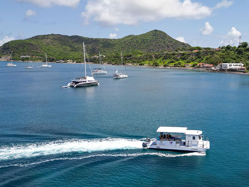 Dive Statia's boats visit sites on the island's calm western shore.