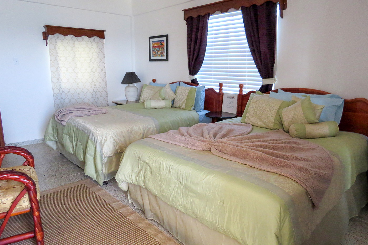 An oceanfront room at Dunbar Rock. Accommodations are air-conditioned, just in case the sea breezes aren't blowing.